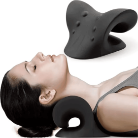 Neck and Shoulder Relaxation Pillow - Cervical Traction Device for Pain Relief, Spine Correction, and Posture Support - Ergonomic Therapeutic Pil (Color: Black)